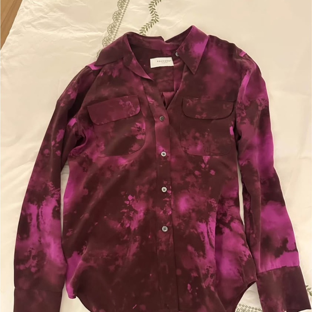 Equipment Purple and Pink Tie-Dye Blouse